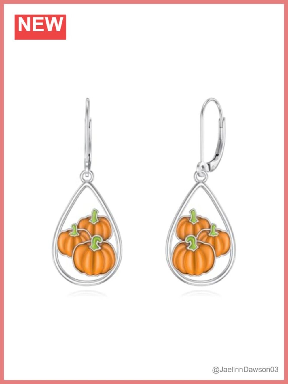 Sterling Silver Pumpkin Dangle Earrings Thanksgiving Jewelry for Women